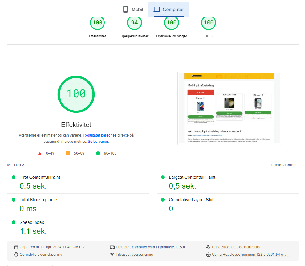 Mobilafbetaling.dk2 - Hastighedsoptimering af WordPress hjemmeside